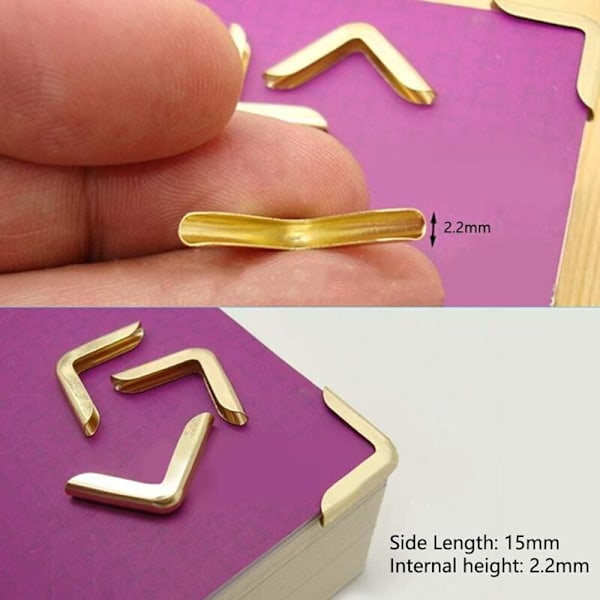 50 stk. Beskyttelses Møntbog, Metal Kant Dekorativ Dækning, Metal Mønt Scrapbooking til Menuer album, Gylden Messing (Guld Messing 2.2mm)