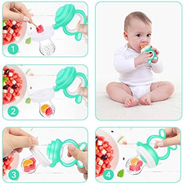 Babymatning Fruktnapp, Silikon Baby Nibbler 3 Månader, Baby Fruktnapp Baby Fruktnapp (Grön)