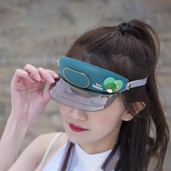Ventilator Kølehat Solhat Udendørs Snapback Hat Justerbar Sommerhat Solbeskyttelse Solenergi Hat(cyan)