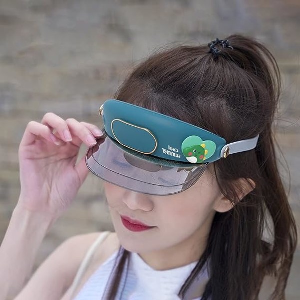 Vifte Kjøligere Cap Vifte Cap Solhatt Utendørs Snapback Cap Justerbar Sommerhatt Solbeskyttelse Solenergihatt(cyan)