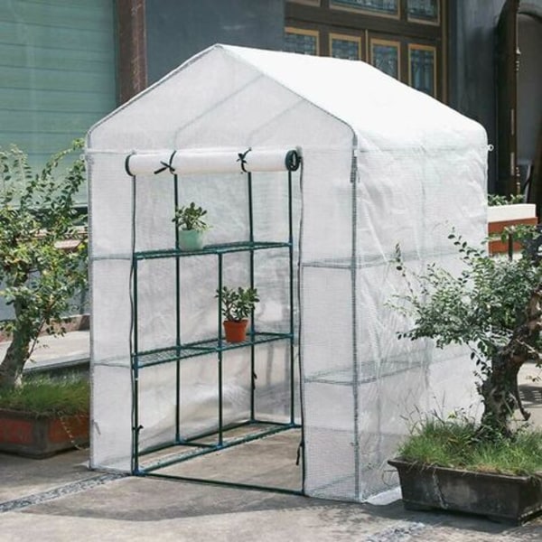 Utomhus växthus med , Aluminium växthus för odling av plantor, blommor, växter (143x73x195cm utan hylla）