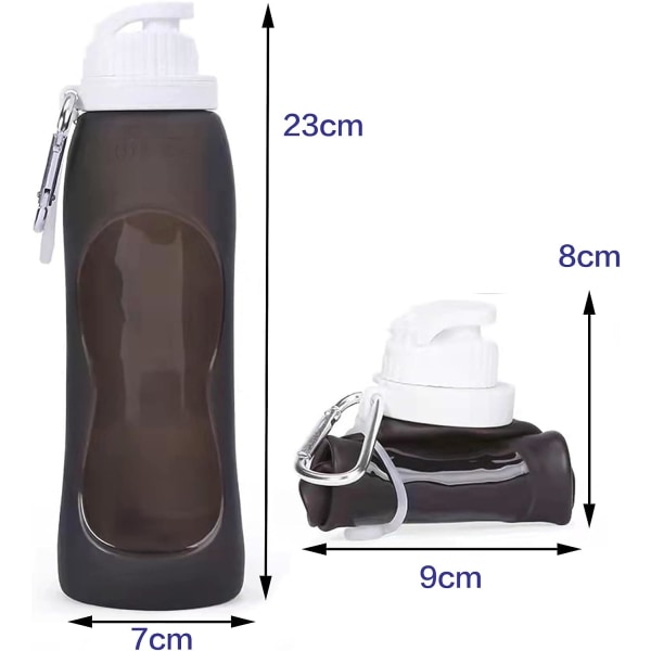 Sport Vattenflaska BPA-fri (Transparent), 500ml Ultralätt Vattenflaska Hopvikbar Vattenflaska Läckagesäker Sport Vattenflaska för Fitness Gym Yoga