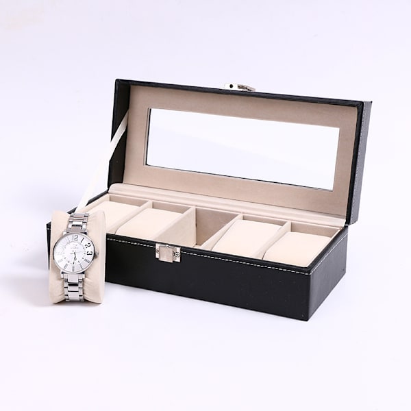 Display, Box, Watch Box, 5 fack, Julgåva, Svart