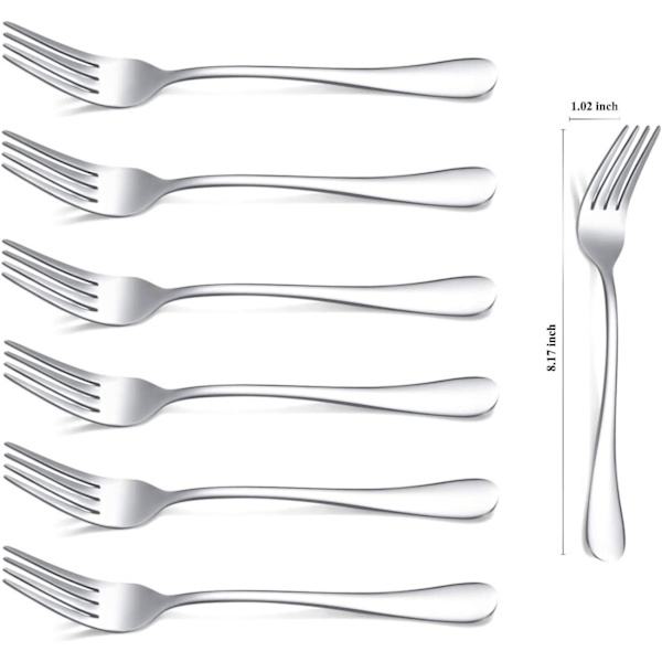 6 stk. middagsgafler, rustfrit stål 20,5 cm gafler bestik, sæt med 6 gafler