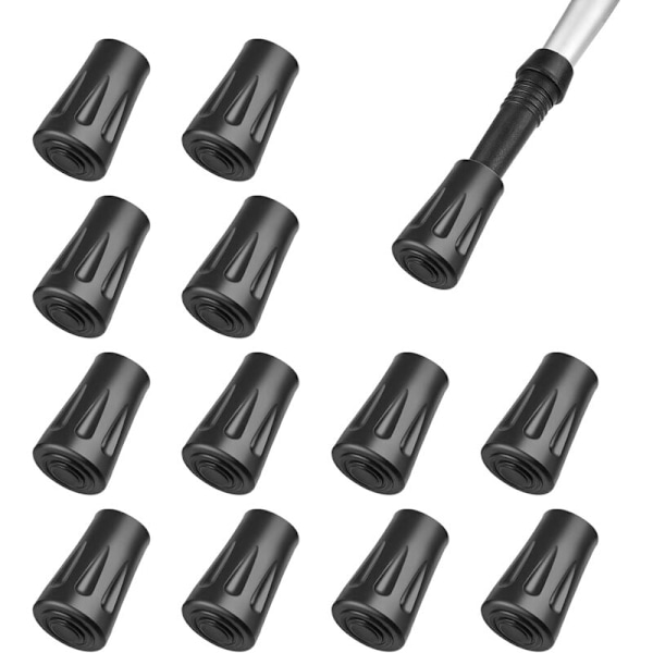 Sett med 12 gummibeskyttelsestupper for turstaver