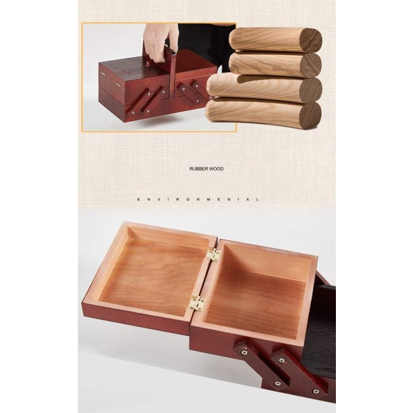 Sykit, över 130 premium sytillbehör, klassisk sybox med 5 fack, sybox i trä