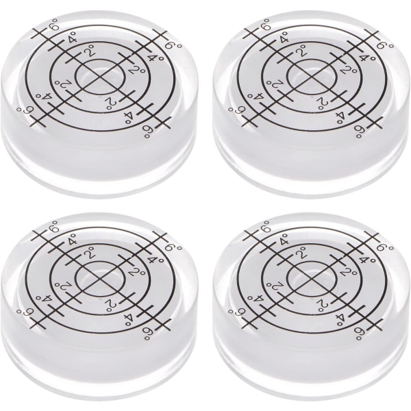 sourcing map 4 stk. Rundt vaterpas 32x7mm Mini cirkulær Bullseye vaterpas Grader mærket til nivellering Kamera Stativ Teleskop Værksted Pladespiller