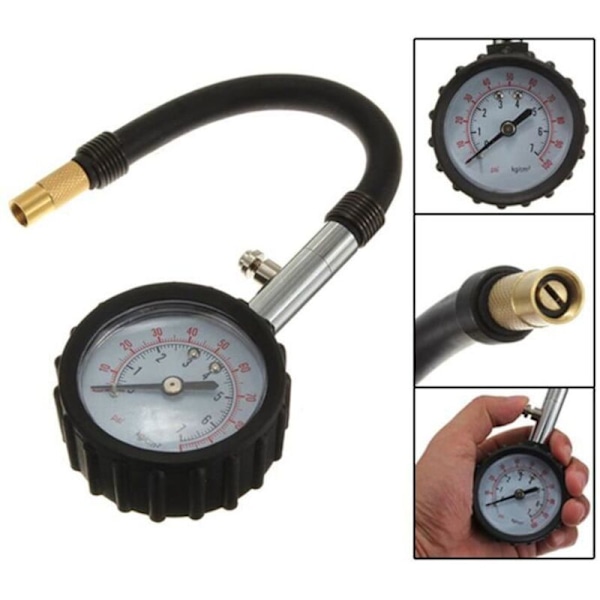 Däcktrycksmätare, Dial Filler Gauge, 0-100 PSI Pneumatiskt däck, Bil, Motorcykel