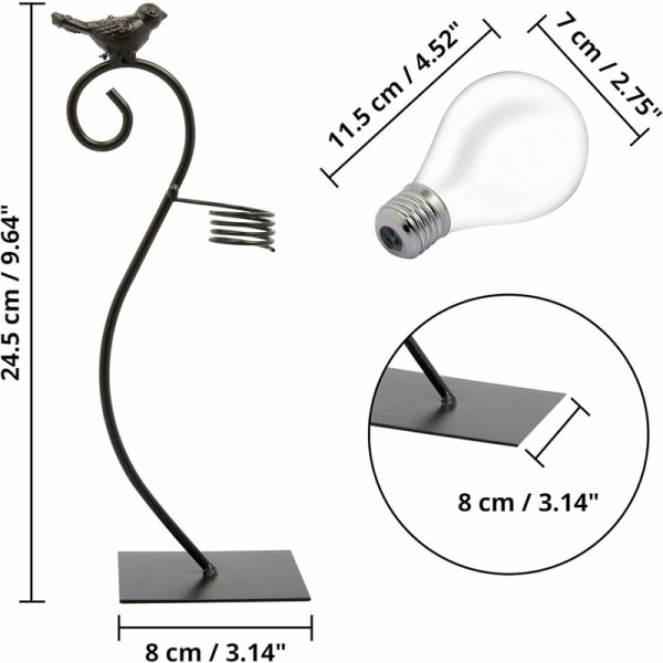 Pæreformet vase - Glasvase til blomsterløg med metalholder og fuglemønster - Hydroponisk blomsterpotte Dekorativ vase til hjem, kontor, cafe og restaurant