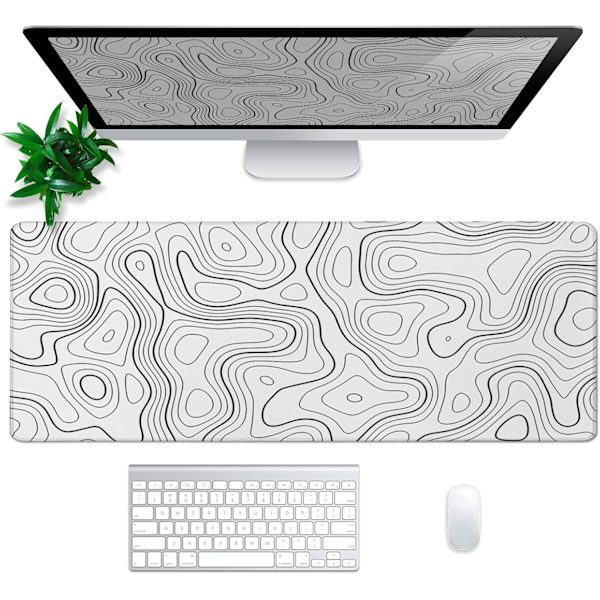 Contour Gaming Mouse Pad Hvit Stor musematte for tastatur og M