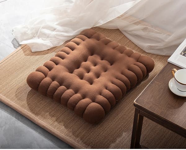 Let kaffekage Cute Rectangle Cushion Mock Cookie Cushion til sæde, gulv, bar, legerum
