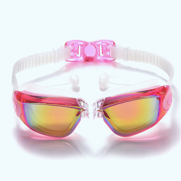 Voksne Hd Vandtætte Silikone Svømmebriller One-piece Ørepropper pink