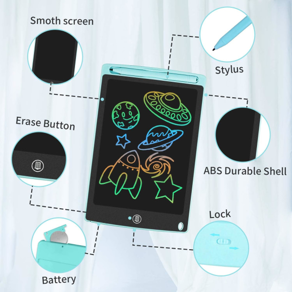 Farverig LCD-skrivetablet, 8,5 tommer tegnebræt, grafiktablet, nøglelås, håndskrift, doodle-tegneblok, børnelegetøj, gaver til drenge og piger