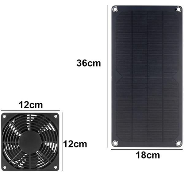 10 W 12 V aurinkopaneelikäyttöinen tuuletin, 1,5 m pitkällä kaapelilla kasvihuoneeseen, lemmikkitaloon, puutarhavajaan