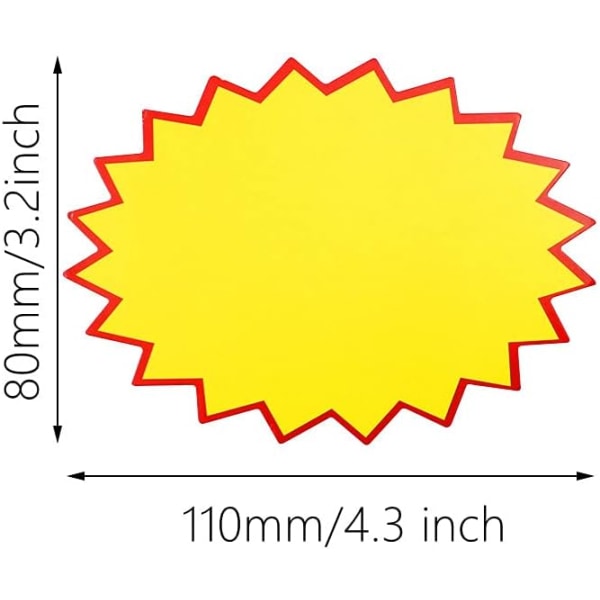 100 stjärnformade prislappar i papper, 3,2 x 4,3 tum