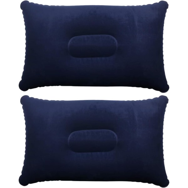 2 x Oppblåsbare puter (mørkeblå) Myke oppblåsbare puter for camping og reiser