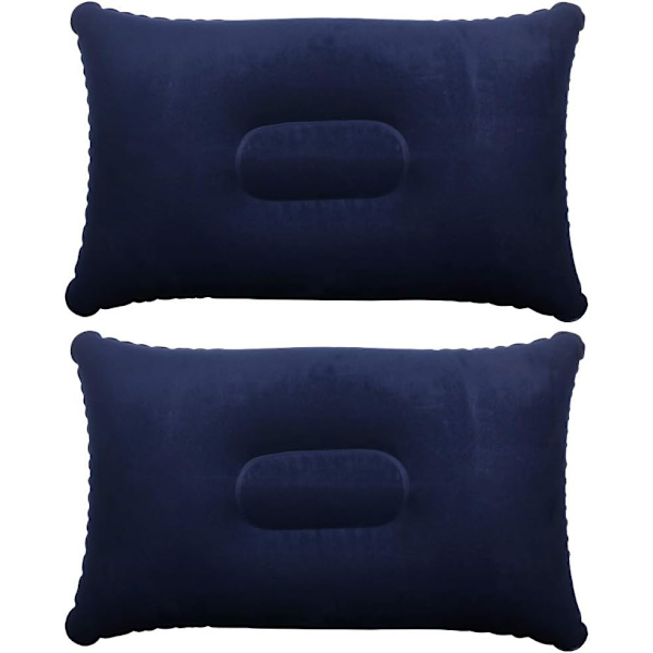 2 x Uppblåsbara kuddar (mörkblå) Mjuka uppblåsbara kuddar för camping och resor