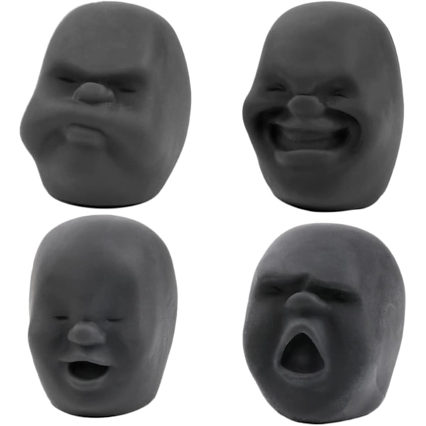 4 stk. menneskelige ansiktsstressballer Morsomme dekompresjonsmenneskelige ansiktsballer Anti-stressleketøy med 4 uttrykk Angstlindring Emosjonsventilball Helbred humøret ditt D