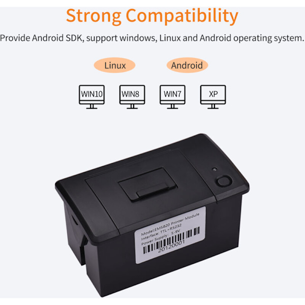 Integrerad termisk kvittoskrivare mini utskrift 58 mm låg ljudnivå utskriftsmodul med USB/RS232/TTL seriell port.