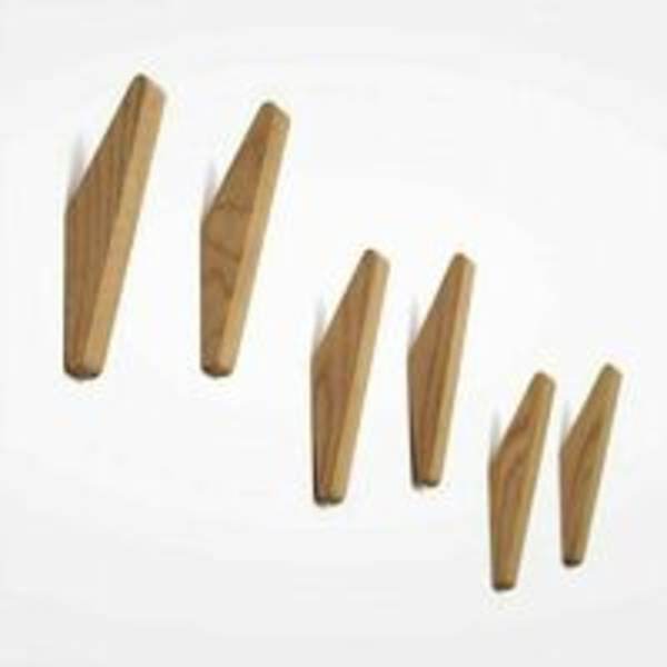 Sett med 6 vintage kleskroker i tre, kleskroker i tre, bæreevne 5 kg, veggkleskroker, badekåpekleskroker, hattekleskroker, kleskroker, multi-p