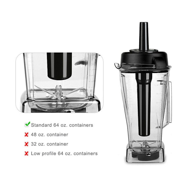 Pakke, blenderstav, passer standard 1,9 liters beholdere kompatibel med Vitamix 760/5000/5200 blender