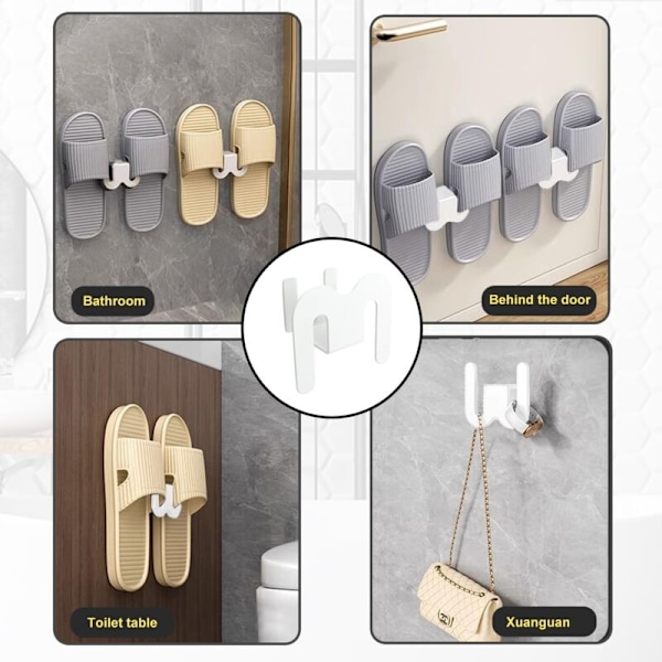 Vægmonterede sko hængende slippers hylder - Plastik vægmonteret skohylde håndklædeholder til hængende slippers til badeværelse soveværelse stue, 2 stk