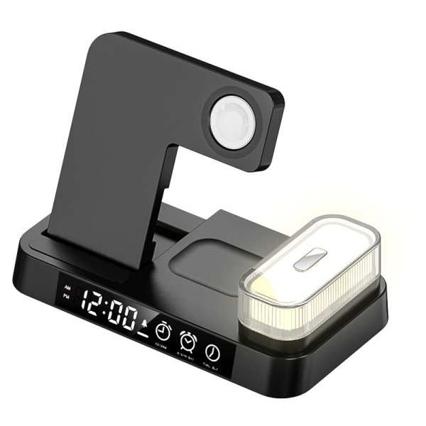 Trådløs lader - Tre-i-én magnetisk trådløs lader 30W hurtiglading skrivebordsnattlys egnet for mobiltelefoner, hodetelefoner, klokker, etc.