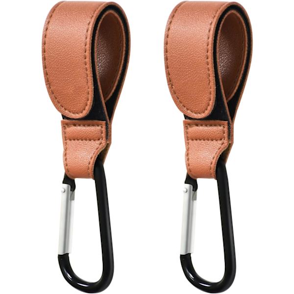 2 stk. barnevognkroker (brun), premium skinnstil barnevognklipsstropp, barnevognkroker for stellevesker handleposer, mammakroker barnevogn