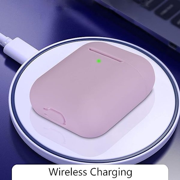 2 stk. Airpods-etui (Pink + Lilla), AirPods 2-etui, AirPods-silikoneetui, synlige LED-indikatorer understøtter trådløs opladning