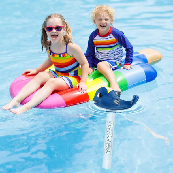 Pooltermometer, Vattentemperaturtermometer med Snöre, Simbassängtermometer, Splittersäker, Flytande Termometer för Isbad, Spa,