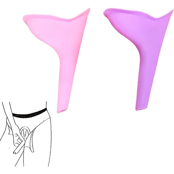 2 stk, kvinnelig urinal, kvinnelig urinaltrakt, bærbar silikon fema