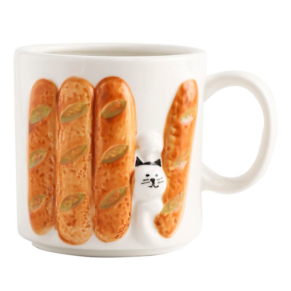 Kattebrød Kaffe Krus, 15oz Porcelæn Katte Te Kop, Søde Katte Gaver til Kvinder og Mænd (Hvid)