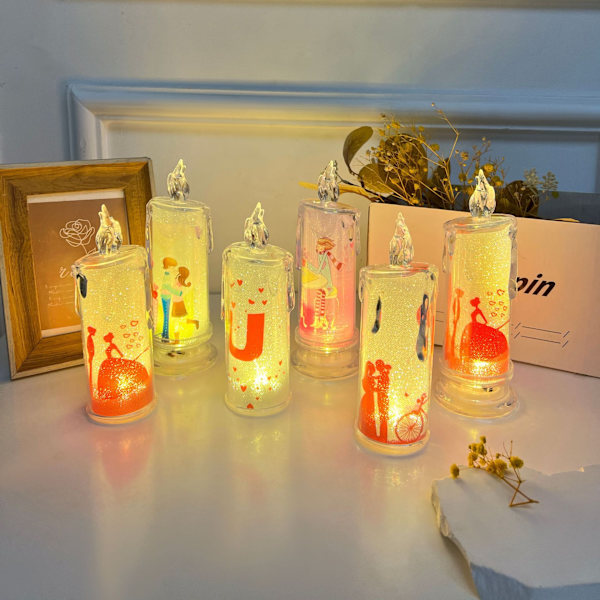 1 stk. Flammeløs stearinlys, LED-stearinlys med juletema, egnet for julegave og julepynt (tilfeldig stil)