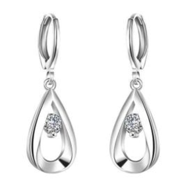 Simple zircon silver earrings