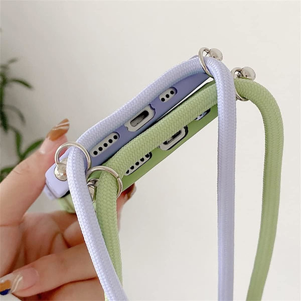iPhone 13 Fodral med Halsbandssnöre, Skyddande Kameraglidfodral för iPhone 13 Silikon TPU Stötfångarfodral med Plats för Kortfodral för iPhone 13
