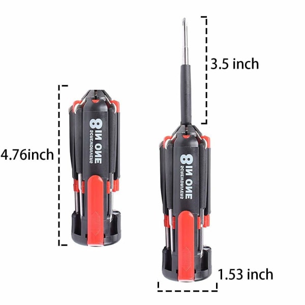 Skrutrekker - 8 i 1 Multifunksjonell bærbar skrutrekkerverktøysett med 6 LED-lommelykt 8 i 1 skrutrekkersett Hjem Industri Flerbruks skrutrekker