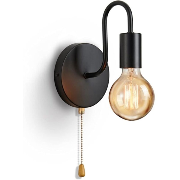 E27 sokkel vegglampe med bryter, retro vegglampe med standard sokkel E27 tilpasset stuen, soverommet, industriell dekorasjon (pære ikke inkludert)