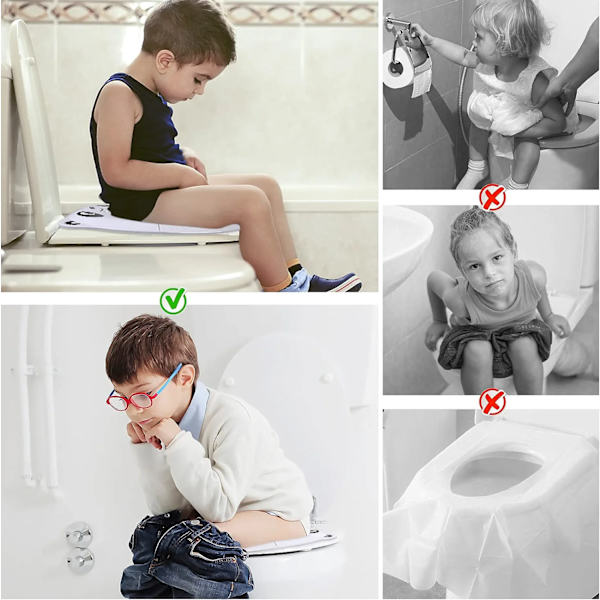 Baby Toalettstol Reducer, Fällbar Toalettstol för Barn, Baby Toalett Reducer Bärbar Toalettstol för Pojke och Flicka med 8 st halkfria dynor och 1 bärväska