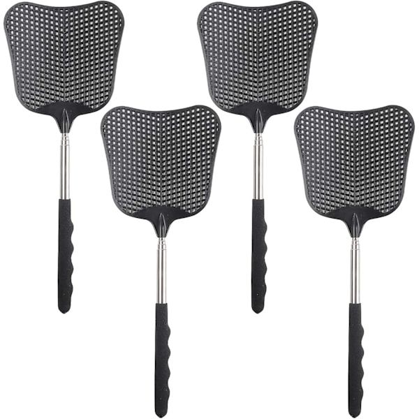 4-pack teleskopisk flugsmälla, flugsmälla i plast, utdragbar flugsmälla svart, hållbar manuell skadedjursbekämpning, för köksmyggor, flugor, insekter
