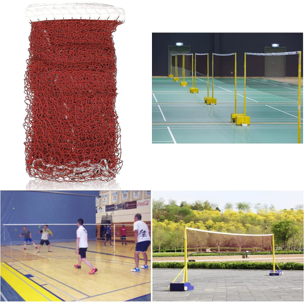 Sammenklappeligt badmintonnet (rødt), bærbart badmintonnet, 610x76 cm volleyballnet, foldbart og holdbart badmintonnet til indendørs eller udendørs S