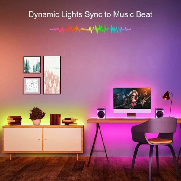10m LED-slinga (1 x 10m), Flerfärgad LED LED LED LED-remsa, med 44-knappars App, synkronisera med musik, för dekoration, bar, bröllop, fest