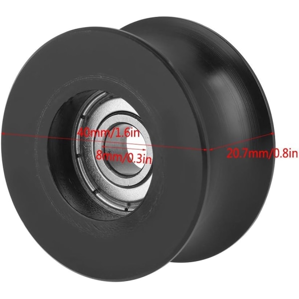 4 stk. 0840UU U-type rulleguidehjul, U-type, 8x40x20,7 mm rille