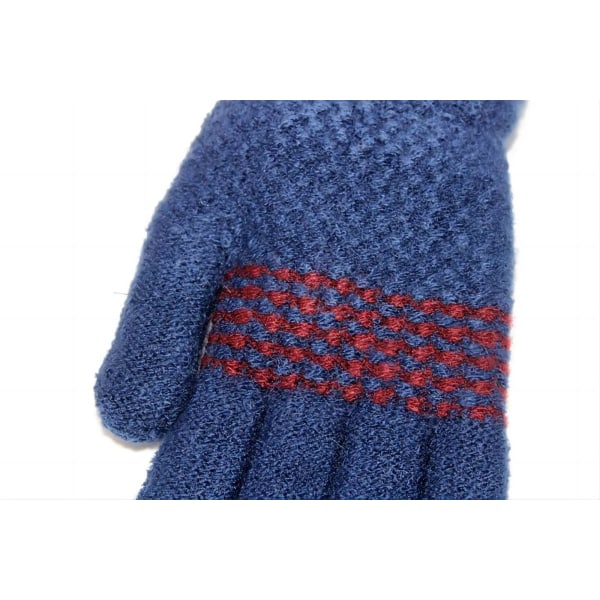 1 par stickade vinterhandskar för barn Pojkar Flickor Varma stickade handskar för utomhusbruk 5-12 år gamla ullfleecefodrade handskar (marinblå)
