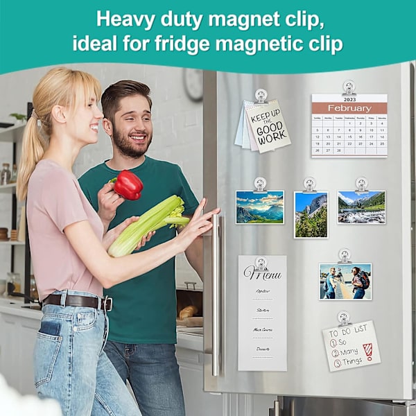10 kpl magneettipidikettä, heijastamaton magneetti, vahva bulldog-pidikemagneetti, jääkaappimagneetti, magneettitaulu toimistoon, kouluun ja kotiin - hopea