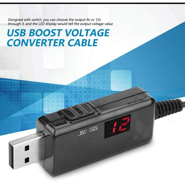 USB BOOST 9V 9V konverterkabel DC DC LIGHTER LIGHT med LED-display