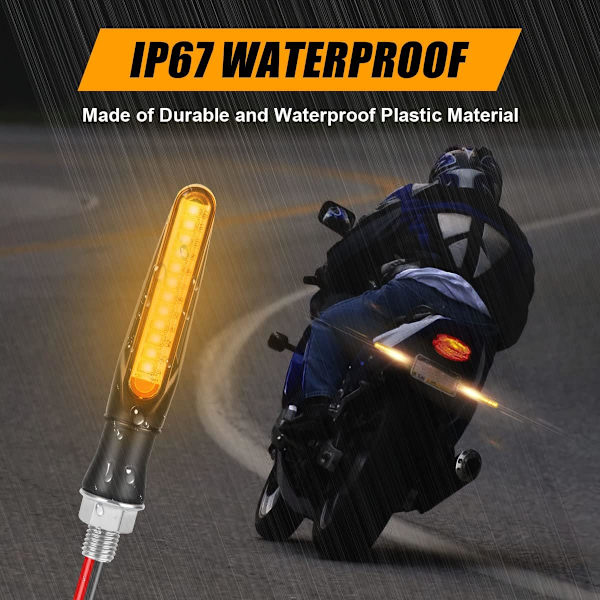 Motorcykel LED Blinklys, 4 stk. Universal Vandafvisende Motorcykel Blinklys, 12V Flydende Blinklys, Dagkørelys