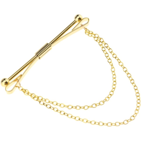 Menn Boy Shirt Krage Clip bar Brosje Gold Chain Tie Pin 6cm Party