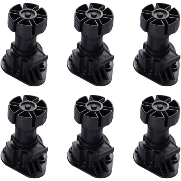 6 st möbelfötter i plast, höjdförställbara möbelfötter för kök, badrumsskåp, 80-120 mm