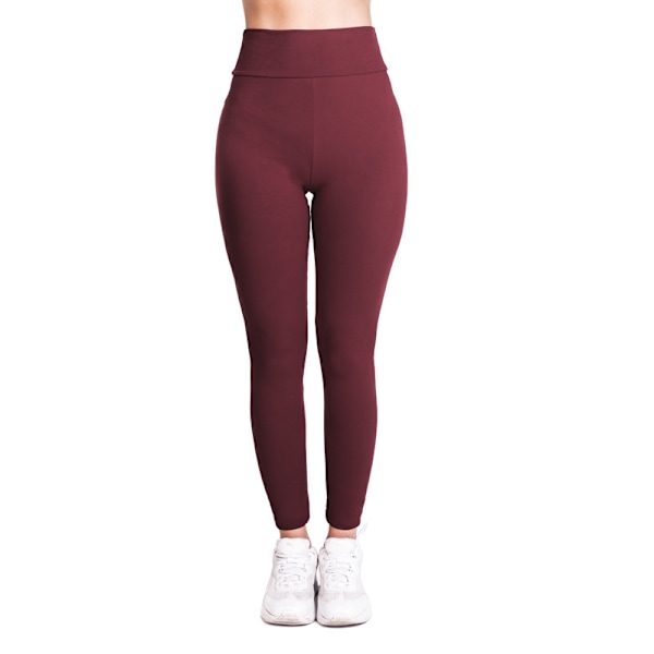 Dam seamless leggings mjuka träningsleggings fitness set yogabyxor hög midja fitnesskläder (Claret)