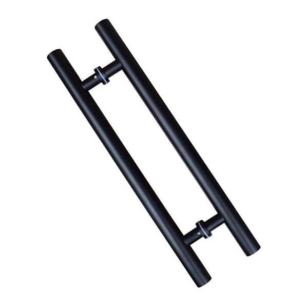 Skydedør i rundt rustfrit stålrør sort, glasramme, push-up håndtag, dørhardware tilbehør (størrelse: Størrelse: 60x40cm)